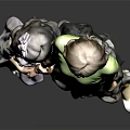 Modern Double Female Character Mother and Daughter 3d model