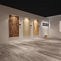 Stone Flooring Showroom With Wall Mounted Samples White Display Stands And Gray Flooring