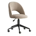 Stylish Table And Chair Set With Light Gray Brown Velvet Upholstery Black Caster Bases