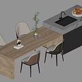 Nakajima counter bar counter operating table dining table and chairs 3d model
