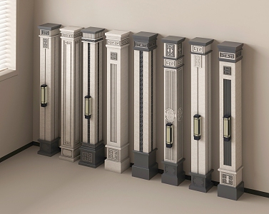 New Chinese Style Column Corner Column Villa Column 3d model