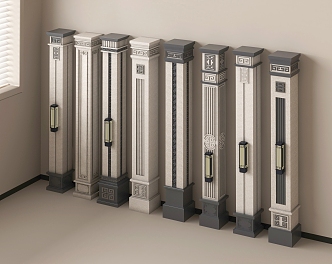 New Chinese Style Column Corner Column Villa Column 3d model