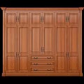 Classic Wooden Wardrobe with Multiple Doors Drawer Storage and Solid Wood Design 3d model