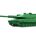 Realistic Green Military Tank Model With Turret Long Cannon And Tracks