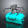 Professional Drone With Camera Placed On Turquoise Storage Case For Safe Transport 3d model