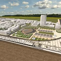 Modern Transport Station Hub With Surrounding Buildings Green Spaces And Solar Panels