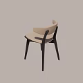 Modern Upholstered Leisure Chair With Beige Backrest Seat Cushion Black Wooden Legs Home Interior