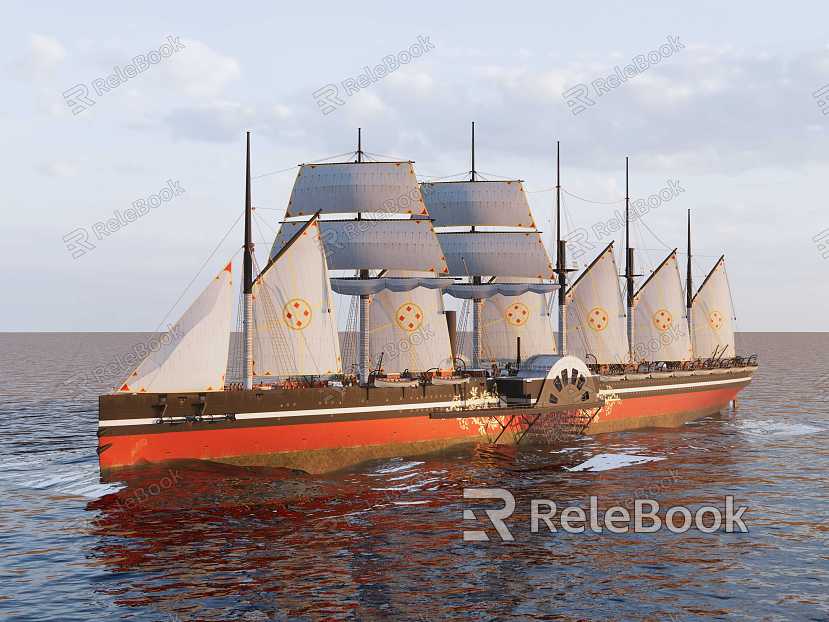 ocean-going fireship classical steamship model