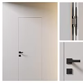 Sleek White Interior Swing Door Design With Black Handle And Hinge 3d model