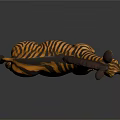 Artistic Zebra Sculpture Carving With Black And Yellow Stripes Standing Pose And Glossy Surface
