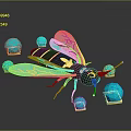 Turquoise Winged Wasp With Black And Yellow Stripes On Shiny Gemstone Background