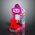 Colorful Kids Arcade Machine With Pink Body Red Pedal And Happy