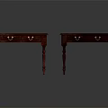 Dark Red Wooden Tables Featuring Drawers Metal Handles And Open Drawer Design