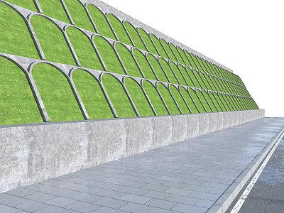 Green Arch Sculpture With Lush Plant Covered Arches Concrete Base And Stone Pavement 3d model
