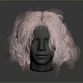 Black Mannequin Head With Human Face Features And Fluffy Pink Hair