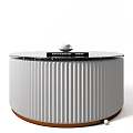 Modern Round Coffee Table With White Ribbed Design And Marble Top 3d model