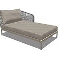 Modern Chaise Lounge With Wicker Back Metal Frame And Gray Cushion 3d model