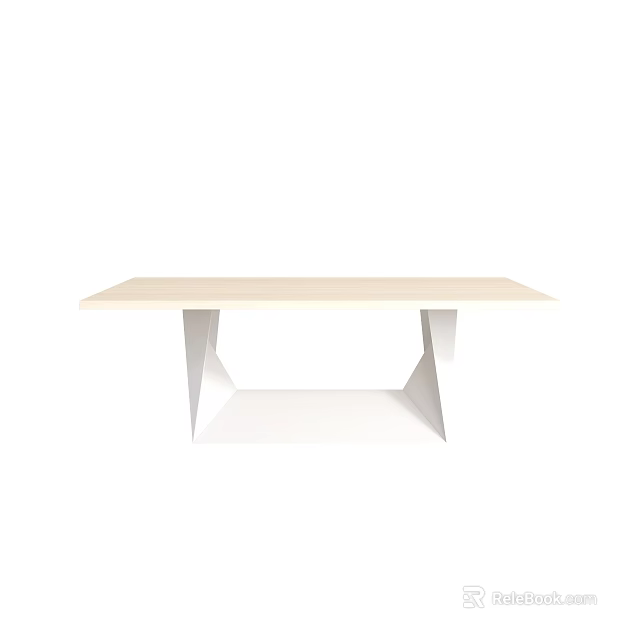 Modern Minimalist Dining Table With Light Colored Tabletop And White Geometric Legs 3d model