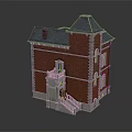 Traditional Red Brick Building With Gray Roof White Trim Windows Porch Staircase And Chimney