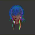 Game and Movie Character Featuring Blue Short Hair Wig With Two Braids And Blue Tassels