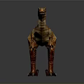 Realistic Velociraptor Dinosaur With Red Brown Yellow Skin Standing Pose And Detailed Texture