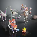 Cartoon Character And Creature Models Featuring Colorful Mechanical Parts And Flame Elements 3d model