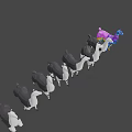 Colorful And Monochrome Llamas In Low Poly 3D Design Line Arrangement