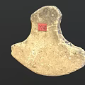 Ancient Stone Artifact With Red Y74 Marking And Rough Textured Surface 3d model