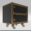 Decorative Cabinet with Golden Frame and Black Diamond Textured Panel and Wheels for Easy Mobility