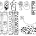 Vintage Carved Metal Handles With Various Ornate Designs And Decorative Details