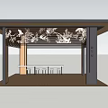 Modern Pergola Design With Wooden Roof Decorative Carvings And Table Chairs