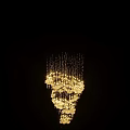 Modern Geometric Chandelier with White Silver Shades Gold Lighting Long Slender Pendants and Black Background