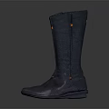 Dark Blue Tall Boots With Yellow Decorative Buttons And Simple Fabric Design