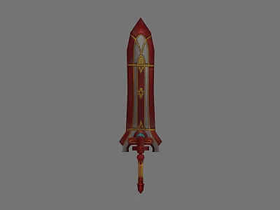 Ornate Red Gold Decorated Sword Hilt Blade Design For Game Movie Characters 3d model
