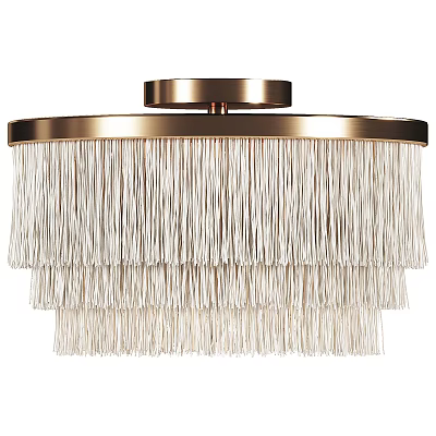 Modern Elegant Layered Fringe Chandelier With Metallic Frame And White Tassel Layers 3d model