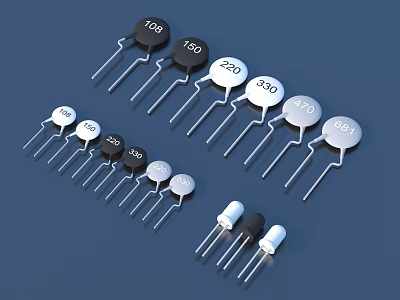 Various Resistors With Different Values And Colors Arranged On Blue Background 3d model