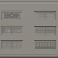 Stylish Metal Railings With Various Decorative Patterns And Different Design Styles 3d model