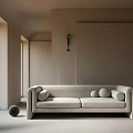 Fabric sofa Double sofa One-word sofa 3d model