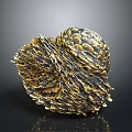 Decorative Household Ornament With Golden Black Textured Surface And Spiky Structure Design