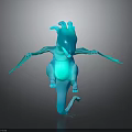 3D Blue Glowing Dragon Creature Model with Horns and Wings Design