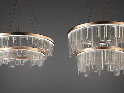 Modern Contemporary Chandeliers With Double Layer Circular Metal Frame And Transparent Crystal Strips 3d model
