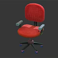 Red Office Chair With Armrests And Rolling Wheels For Comfortable Office Use 3d model