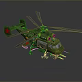 Green Military Helicopter Model With Red Star Weapons Equipment And 107 Number