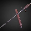 Decorative Wooden Weapon Sword With Metal Blade And Classic Scabbard Handle
