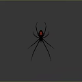 Black Spider With Red Legs And Red Abdomen Spot On Gray Background