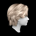 Natural Looking White Head Model With Blonde Short Voluminous Hair Against Black Background