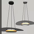 Modern Minimalist Circular Pendant Lights in Black and White Hanging Design with Warm Glow