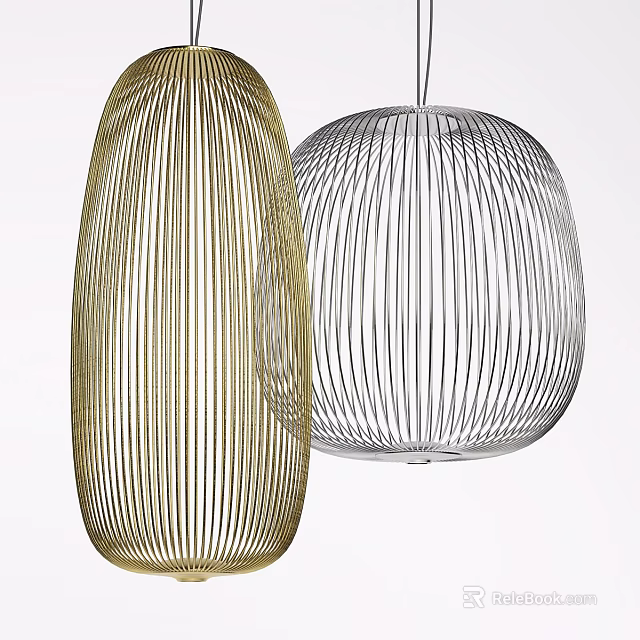 Modern Gold And Silver Striped Decorative Pendant Lights For Interior Design 3d model