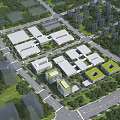 Modern Industrial Plant Complex With Multiple Buildings Green Spaces And Road Networks