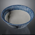 Ceramic Sculpture Carved Bowl With Blue And White Striped Pattern Design